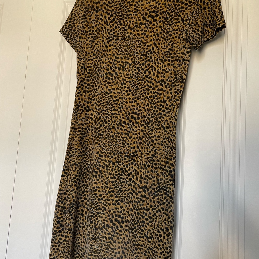 Superline USA Leopard Print Midi Dress | Made in USA | Vintage Stretch Knit - Picture 5 of 5